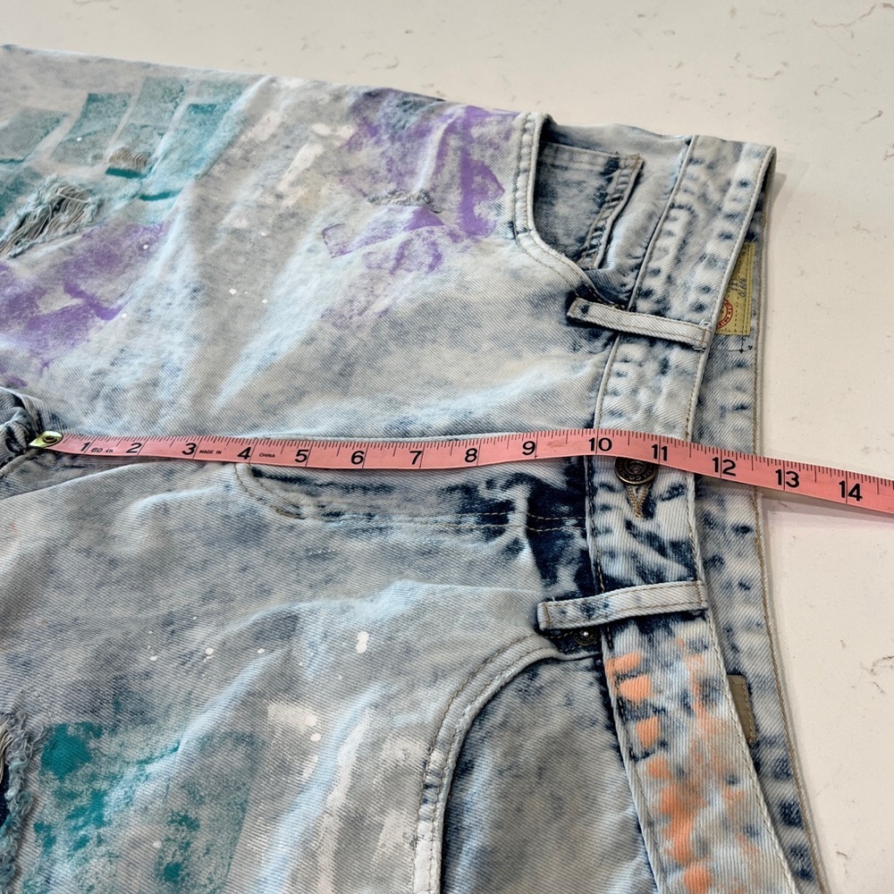 Smoke Rise DNM Co Acid Wash Paint Splatter Denim Cutoff Shorts Size 36 - Picture 13 of 14